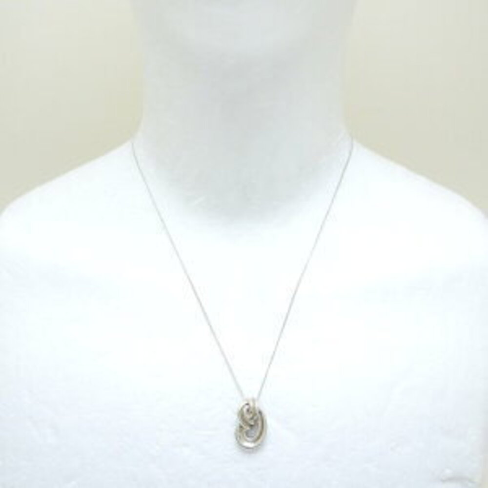TIFFANY Co Signature Necklace Two Tone Silver Yellow Gold